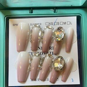 Elegant Ombre Press-On Nails with Rhinestones